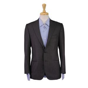 Borrelli Napoli Gray Striped Wool Suit Jacket Blazer Flawed 36S